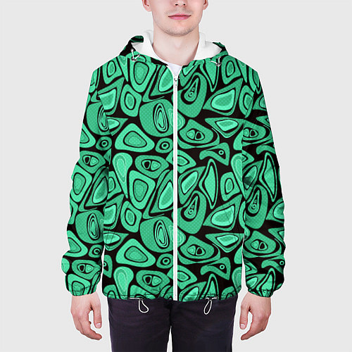 Мужская куртка Зеленый абстрактный узор / 3D-Белый – фото 3