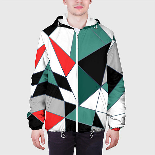 Мужская куртка Абстрактный геометрический / 3D-Белый – фото 3