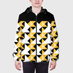 Куртка с капюшоном мужская Черно-желтый геометрический, цвет: 3D-черный — фото 2