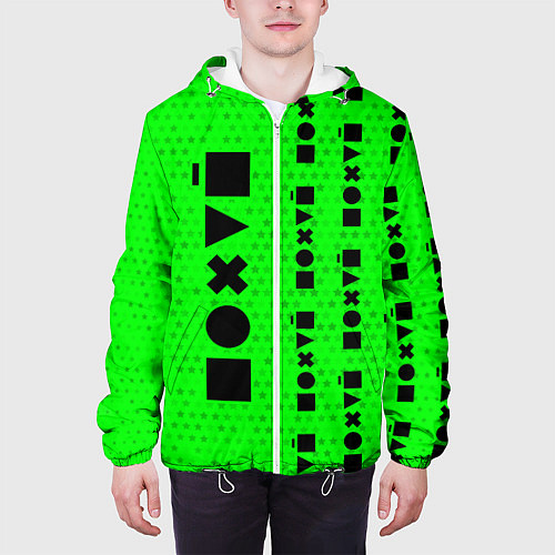 Мужская куртка Безразличие - Космос Паттерн справа / 3D-Белый – фото 3