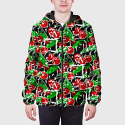 Куртка с капюшоном мужская Абстрактный узор спелая вишня, цвет: 3D-черный — фото 2