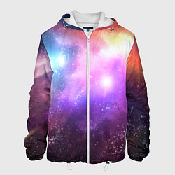Куртка с капюшоном мужская Космос, сияние и звезды, цвет: 3D-белый
