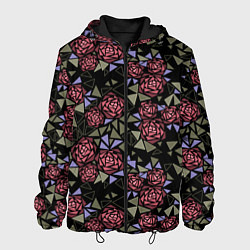 Куртка с капюшоном мужская Цветочная мозаика, цвет: 3D-черный