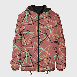 Куртка с капюшоном мужская Террактовый геометрический, цвет: 3D-черный