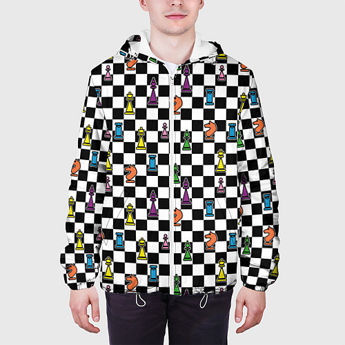 Мужская куртка Яркая шахматная доска / 3D-Белый – фото 3