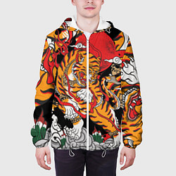 Куртка с капюшоном мужская Самурайский тигр, цвет: 3D-белый — фото 2
