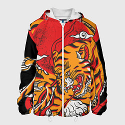 Куртка с капюшоном мужская Год тигра, цвет: 3D-белый