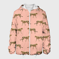 Куртка с капюшоном мужская Гепарды на розовом, цвет: 3D-белый