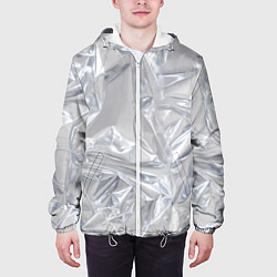 Куртка с капюшоном мужская Голографичная фольга, цвет: 3D-белый — фото 2