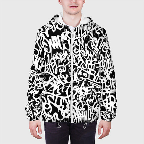 Мужская куртка Graffiti white on black / 3D-Белый – фото 3