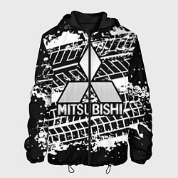 Куртка с капюшоном мужская MITSUBISHI СЛЕДЫ ШИН, цвет: 3D-черный