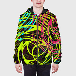 Куртка с капюшоном мужская Разноцветные спирали, цвет: 3D-черный — фото 2
