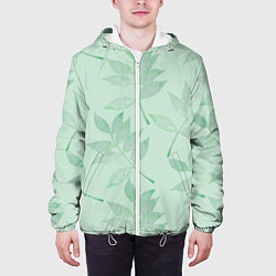 Куртка с капюшоном мужская Зеленые листья, цвет: 3D-белый — фото 2