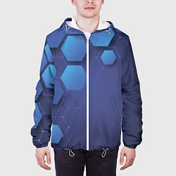 Куртка с капюшоном мужская Шестиугольники, цвет: 3D-белый — фото 2