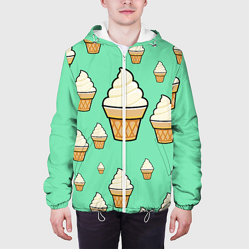 Мужская куртка Мороженое - Ice Cream Party / 3D-Белый – фото 3