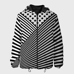 Куртка с капюшоном мужская Полосатый комбинированный узор, цвет: 3D-черный