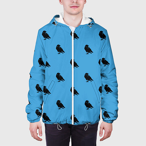 Мужская куртка Вороны паттерн / 3D-Белый – фото 3