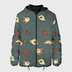 Мужская куртка Морские рыбки на зеленом фоне