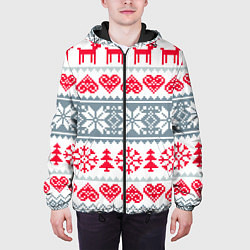 Куртка с капюшоном мужская Вязаный рисунок, цвет: 3D-черный — фото 2