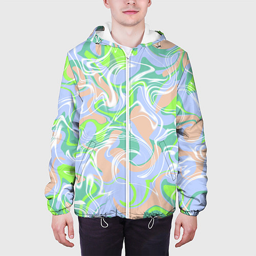 Мужская куртка Разноцветные разводы красок / 3D-Белый – фото 3