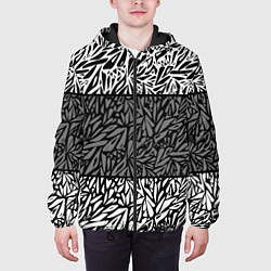 Куртка с капюшоном мужская Абстрактный черно-белый узор, цвет: 3D-черный — фото 2
