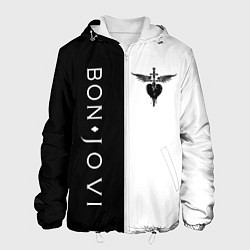 Куртка с капюшоном мужская BON JOVI BLACK WHITE, цвет: 3D-белый