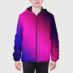 Куртка с капюшоном мужская Фиолетово-малиновый градиент, цвет: 3D-черный — фото 2