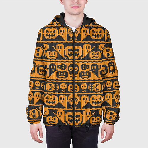Мужская куртка Свитер с тыквами / 3D-Черный – фото 3