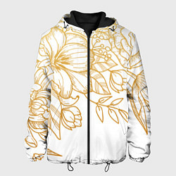Мужская куртка Золотые цветы на белом