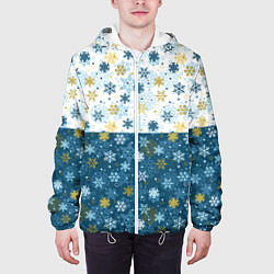 Куртка с капюшоном мужская Падают Снежинки, цвет: 3D-белый — фото 2