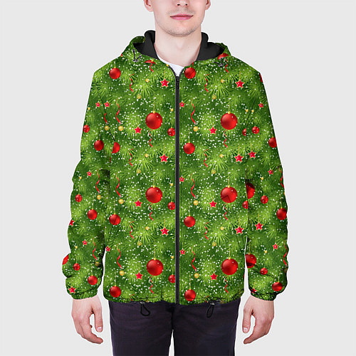 Мужская куртка Зелёная Ёлка / 3D-Черный – фото 3