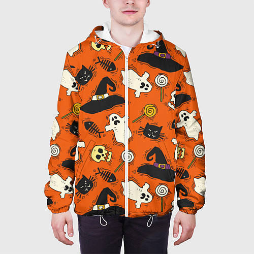 Мужская куртка Хэллоуинские шалости / 3D-Белый – фото 3