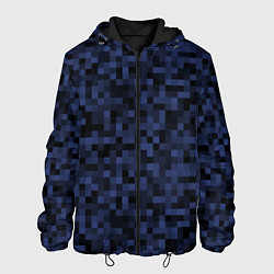 Куртка с капюшоном мужская Темная пиксельная абстракция, цвет: 3D-черный