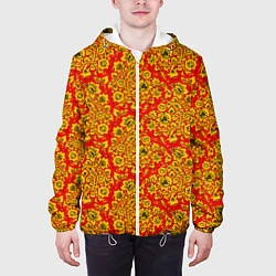 Куртка с капюшоном мужская Хохломские узоры, цвет: 3D-белый — фото 2