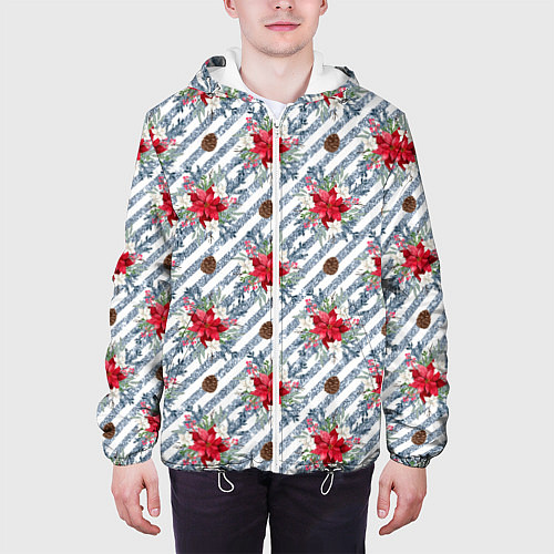 Мужская куртка Новогодние украшения и блестки / 3D-Белый – фото 3
