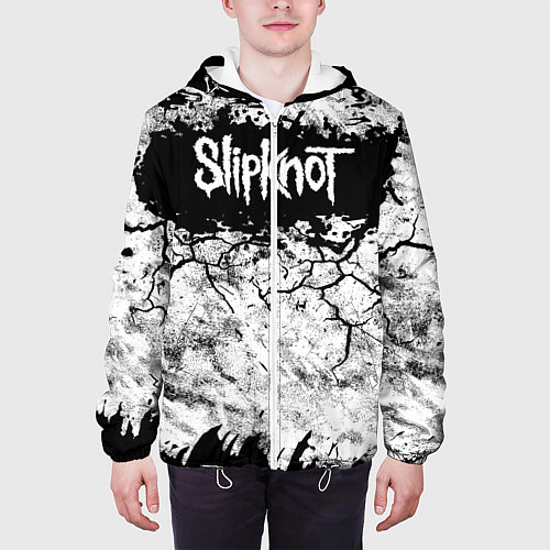 Мужская куртка Надпись Слипкнот Рок Группа ЧБ Slipknot / 3D-Белый – фото 3