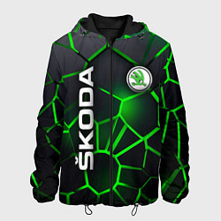 Куртка с капюшоном мужская 3D плиты с подсветкой Шкода, цвет: 3D-черный