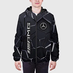 Куртка с капюшоном мужская Mercedes AMG 3D плиты, цвет: 3D-черный — фото 2