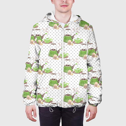 Мужская куртка Зеленый чай / 3D-Белый – фото 3