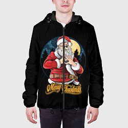 Куртка с капюшоном мужская Дед Мороз с Любовью, цвет: 3D-черный — фото 2