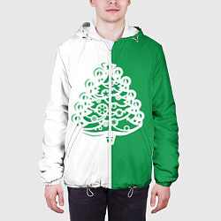 Куртка с капюшоном мужская Зелёная Ёлочка, цвет: 3D-белый — фото 2