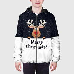 Куртка с капюшоном мужская Новогодний Оленёнок Рудольф, цвет: 3D-черный — фото 2