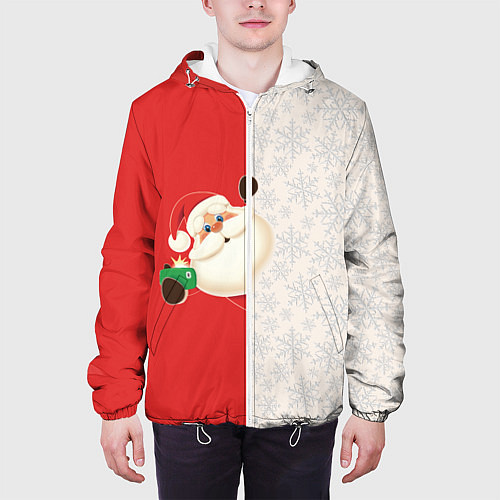Мужская куртка Дед Мороз селфи / 3D-Белый – фото 3