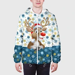 Куртка с капюшоном мужская Весёлый Оленёнок, цвет: 3D-белый — фото 2