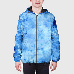 Куртка с капюшоном мужская Красочная синева, цвет: 3D-черный — фото 2