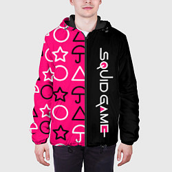 Куртка с капюшоном мужская Игра в кальмара: Символика, цвет: 3D-черный — фото 2