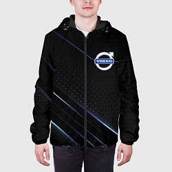 Куртка с капюшоном мужская Volvo, полоски, цвет: 3D-черный — фото 2