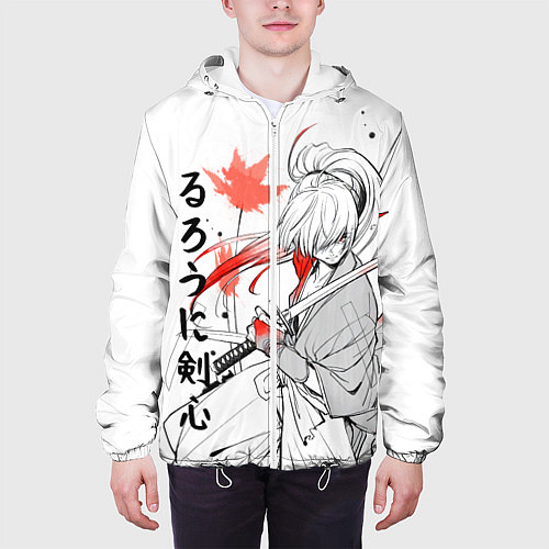 Мужская куртка Rurouni Kenshin - Бродяга Кэнсин / 3D-Белый – фото 3