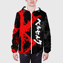 Куртка с капюшоном мужская БЕРСЕРК КРАСНОЕ КЛЕЙМО ИЕРОЛГИФЫ, цвет: 3D-белый — фото 2
