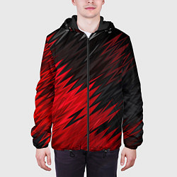 Куртка с капюшоном мужская ЧЁРНО КРАСНЫЕ КРАСКИ RED BLACK STRIPES, цвет: 3D-черный — фото 2